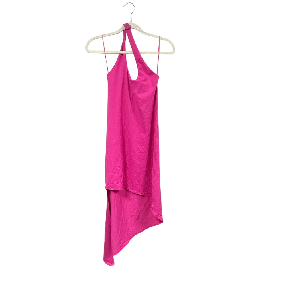 Susana Monaco Womens Asymmetrical Halter Neck Dress Fuchsia Pink XS Made in USA